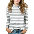 thumbnail image 1 of vdgthytj Girls Mock Turtleneck Tops Striped Long Sleeve Shirts Soft Basic Tee Casual Pullover Blouse for Kids, 1 of 4