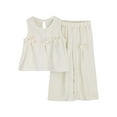 thumbnail image 1 of vdgthytj Girls Summer 2 Piece Outfits Kids Cute Bowknot Sleeveless Tank Top and Wide Leg Pants Clothing Sets 5-16 Years, 1 of 6