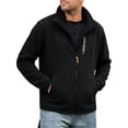 thumbnail image 1 of vdgthytj Jackets for Men Fleece Lined Long Sleeve Full Zip Stand Collar Elastic Cuffs Fall Winter Warm Thick Casual Outwear with Pockets(XX-Large,Black), 1 of 9
