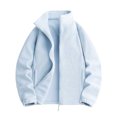 thumbnail image 1 of vdgthytj Jackets for Women Fleece Full Zip Stand Collar Long Sleeve Solid Fall Winter Casual Outerwear with Pockets(Large,Light Blue), 1 of 6
