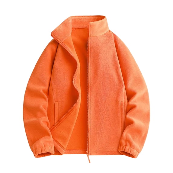 vdgthytj Jackets for Women Fleece Full Zip Stand Collar Long Sleeve Solid Fall Winter Casual Outerwear with Pockets(Small,Orange)
