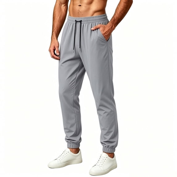 vdgthytj Jogger Pants Men Lightweight Quick Dry Drawstring Elastic Waist Running Gym Training Workout Trousers with Pockets(Large,Gray)