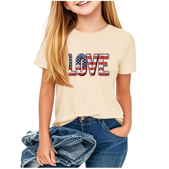 vdgthytj Kids 4th of July Shirts Summer Crewneck Short Sleeve Graphic Tee Tops for Boy Girl Independence Day Outfit