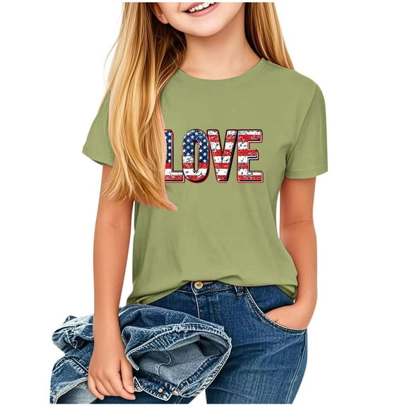 vdgthytj Kids 4th of July Shirts Summer Crewneck Short Sleeve Graphic Tee Tops for Boy Girl Independence Day Outfit