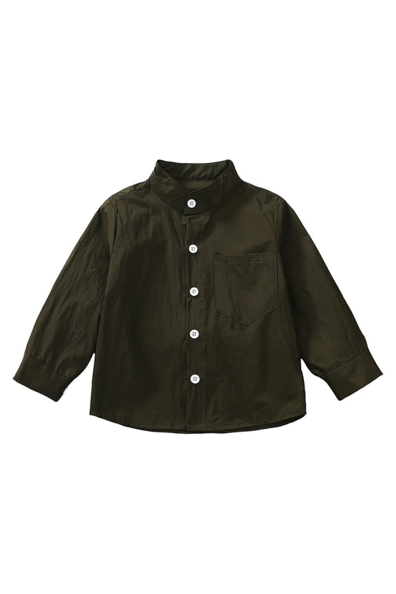 Kids Boys Girls Clothes Button down Shirts Long Sleeve Solid Basic School Uniform Tops with Chest Pocket