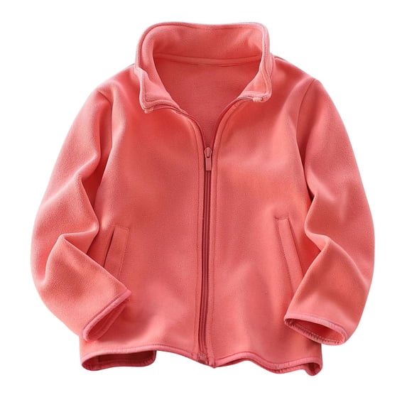 vdgthytj Kids Boys Girls Clothes Long Sleeve Fleece Jacket Full Zip Stand Collar Warm Comfy Winter Casual Athletic Coats with Pockets