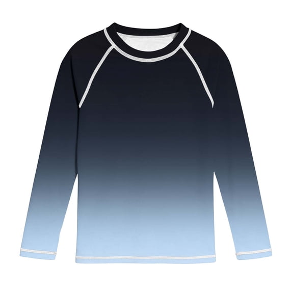 vdgthytj Kids Boys Girls Long Sleeve Tops Crewneck Raglan Shoulder Gradient Quick Dry Sun Protection Sport Shirts(7-8 years,Navy)