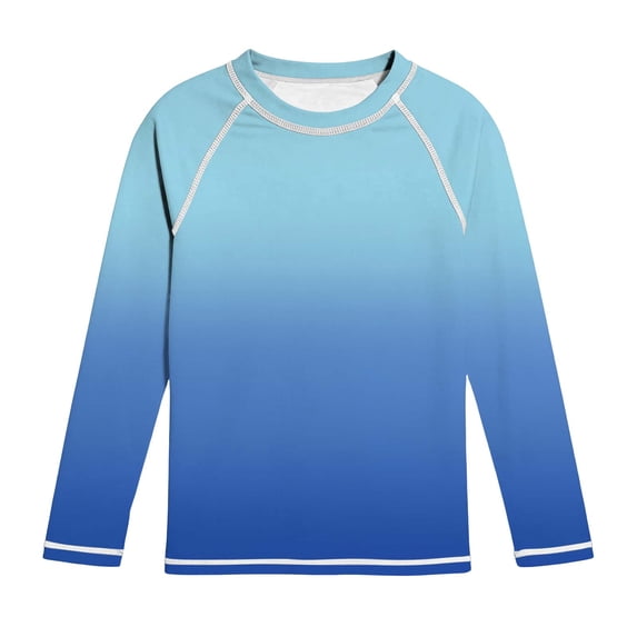 vdgthytj Kids Boys Girls Long Sleeve Tops Crewneck Raglan Shoulder Gradient Quick Dry Sun Protection Sport Shirts(9-10 years,Blue)