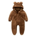 thumbnail image 1 of vdgthytj Kids Fleece Footie Jumpsuit Snowsuit Boy Girls Long Sleeve Zipper Hooded Romper Coat Warm Clothes, 1 of 3