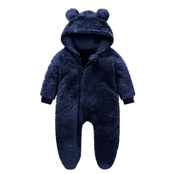 vdgthytj Kids Fleece Footie Jumpsuit Snowsuit Boy Girls Long Sleeve Zipper Hooded Romper Coat Warm Clothes