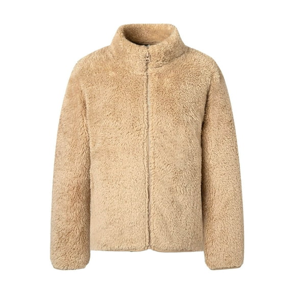 vdgthytj Kids Fleece Jackets Zip up Plush Long Sleeve Stand Collar Warm Winter Coats Outwear for Boys Girls