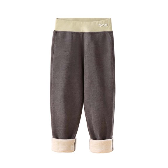 vdgthytj Kids Fleece Lined Thermal Pants High Waist Color Block Boys Girls Winter Thick Warm Base Layer Leggings(12-13 Years,Gray)