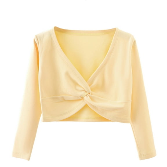 vdgthytj Kids Girls Long Sleeve Cardigan Sweater Shrug Front Knot Wrap Tops Dance Dress Cover Up