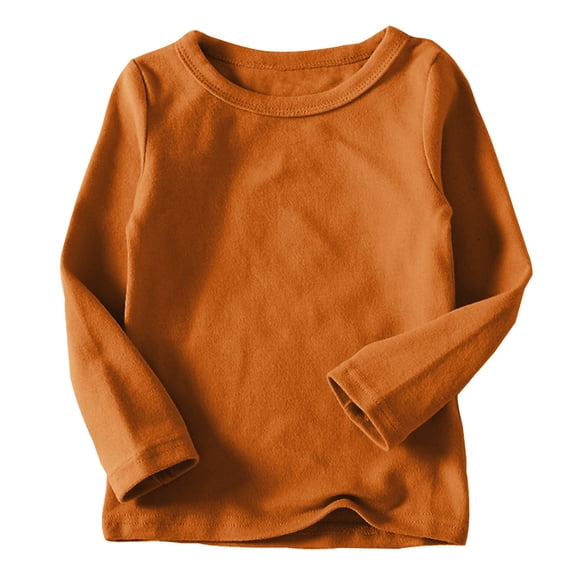 vdgthytj Kids Long Sleeve T-Shirts Boys Girls Crewneck Loose Solid Fall Winter Basic Casual Tops Layering Tees