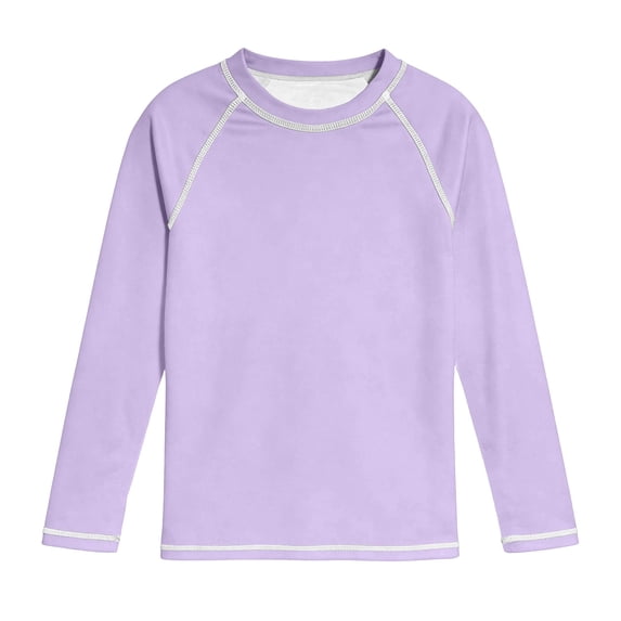vdgthytj Kids Long Sleeve Tops Boys Girls Crewneck Raglan Shoulder Quick Dry Sun Protection Solid Sport Shirts(7-8 years,Purple)