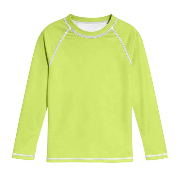 vdgthytj Kids Long Sleeve Tops Boys Girls Crewneck Raglan Shoulder Quick Dry Sun Protection Solid Sport Shirts(9-10 years,Green)