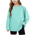 thumbnail image 1 of vdgthytj Kids Oversized Tshirts Casual Loose Round Neck Long Sleeve Basic Tee Tops for Boys Girls 5-15 Years, 1 of 9