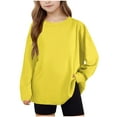 thumbnail image 1 of vdgthytj Kids Oversized Tshirts Casual Loose Round Neck Long Sleeve Basic Tee Tops for Boys Girls 5-15 Years, 1 of 9