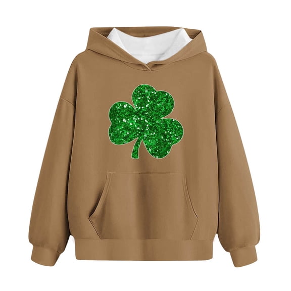 vdgthytj Kids St Patrick's Day Hooded Sweatshirt Boys Girls Clover Shamrock Long Sleeve Hoodies Holiday Pullover Tops