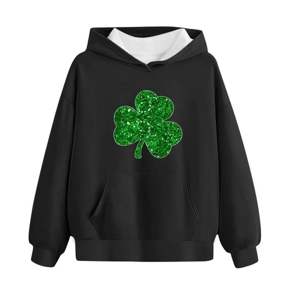 vdgthytj Kids St Patrick's Day Hooded Sweatshirt Boys Girls Clover Shamrock Long Sleeve Hoodies Holiday Pullover Tops