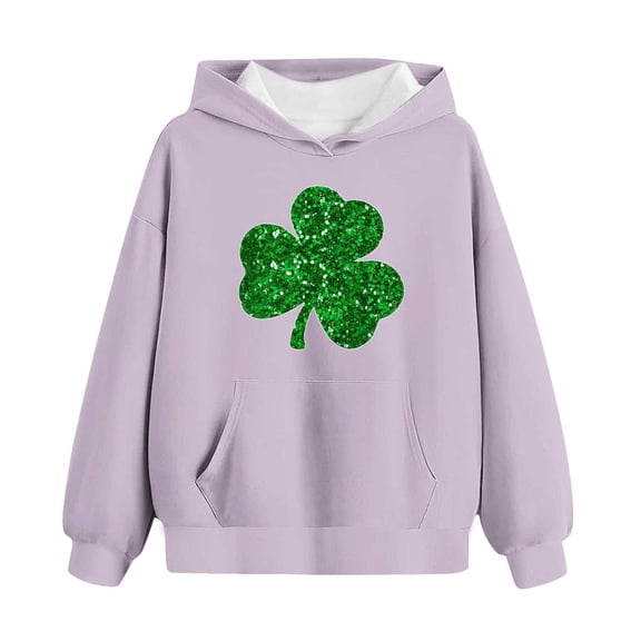vdgthytj Kids St Patrick's Day Hooded Sweatshirt Boys Girls Clover Shamrock Long Sleeve Hoodies Holiday Pullover Tops