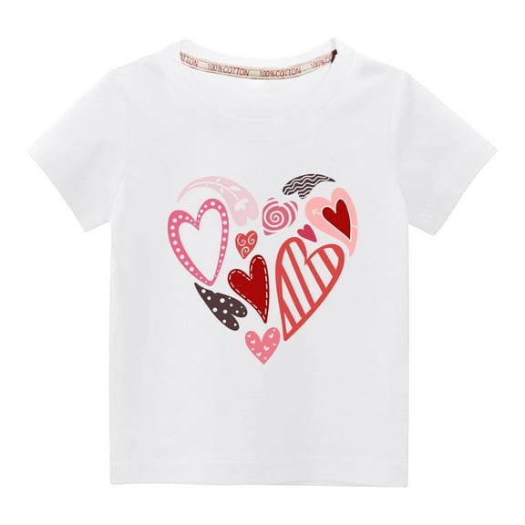 vdgthytj Kids Valentine's Day T-Shirts Toddler Boys Girls Crewneck Short Sleeve Graphic Summer Cotton Tee Tops