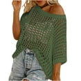thumbnail image 1 of vdgthytj Knit Sweater for Women 3/4 Sleeve Hollow out Crochet Pullover Sweaters Tops Casual Round Neck Blouse, 1 of 7