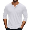 thumbnail image 1 of Long Sleeve Shirts for Men Big and Tall Casual Solid Crewneck Button Basic Tee Tops with Pocket, 1 of 6
