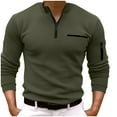 thumbnail image 1 of vdgthytj Men's Long Sleeves Shirts 1/4 Zipper Solid Color Pullover Blouse Lightweight Stand Collar Basic Tops, 1 of 6