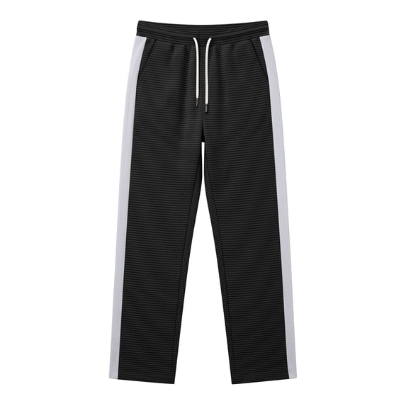 vdgthytj Mens Athletic Pants Drawstring Elastic Waist Side Striped Texture Running Outdoor Sport Tapered Trousers with Pockets(Small,Black)