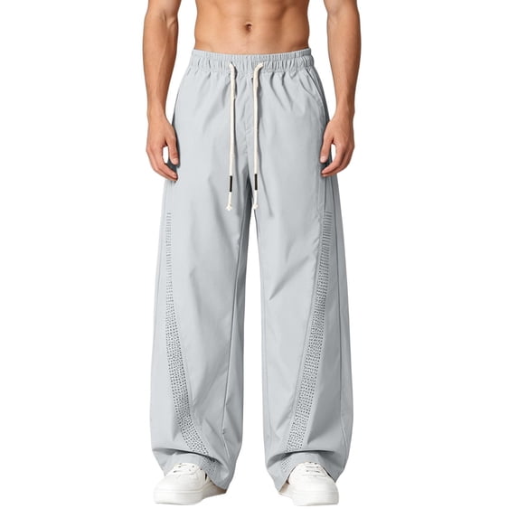 vdgthytj Mens Athletic Pants Elastic Drawstring Waist Wide Leg Baggy Breathable Running Gym Sport Trousers with Pockets(4X-Large,Gray)