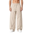 thumbnail image 1 of vdgthytj Mens Athletic Pants Elastic Drawstring Waist Wide Leg Baggy Breathable Running Gym Sport Trousers with Pockets(X-Large,Khaki), 1 of 7