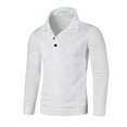 thumbnail image 1 of vdgthytj Mens Causal Pullover Top Button up Thin Fleece Fall Winter Sweaters Long Sleeved Collar Sweater Tops, 1 of 4