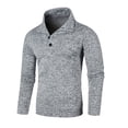 thumbnail image 1 of vdgthytj Mens Causal Pullover Top Button up Thin Fleece Fall Winter Sweaters Long Sleeved Collar Sweater Tops, 1 of 4