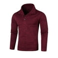 thumbnail image 1 of vdgthytj Mens Causal Pullover Top Button up Thin Fleece Fall Winter Sweaters Long Sleeved Collar Sweater Tops, 1 of 4