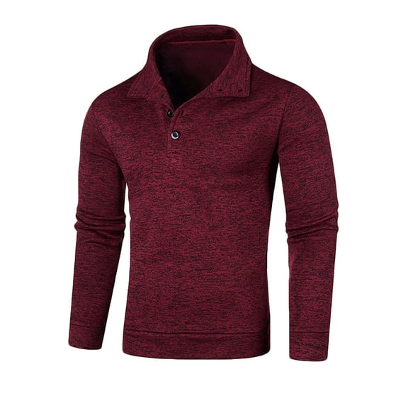 vdgthytj Mens Causal Pullover Top Button up Thin Fleece Fall Winter Sweaters Long Sleeved Collar Sweater Tops