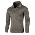 thumbnail image 1 of vdgthytj Mens Causal Pullover Top Button up Thin Fleece Fall Winter Sweaters Long Sleeved Collar Sweater Tops, 1 of 4