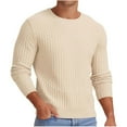 thumbnail image 1 of vdgthytj Mens Crew Neck Sweater Textured Knit Pullover Top Long Sleeve Casual Soft Fall Winter Knitwear, 1 of 5