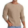 thumbnail image 1 of vdgthytj Mens Crew Neck Sweater Textured Knit Pullover Top Long Sleeve Casual Soft Fall Winter Knitwear, 1 of 5