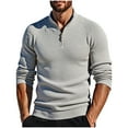 thumbnail image 1 of vdgthytj Mens Quarter Zip Pullover Sweaters Solid Color Long Sleeve Knit Casual Mock Neck Tops Fall Clothes, 1 of 5