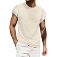 thumbnail image 1 of vdgthytj Mens Short Sleeve Tops Crew Neck Loose Fitting T Shirts Summer Casual Color Blocking Tops, 1 of 7