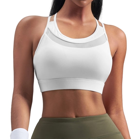 vdgthytj Yoga Tank Tops for Women with Built in Bra Sleeveless Crew Neck Cross Back Slim Fitted Quick Dry Gym Workout Crop Tops