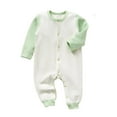thumbnail image 1 of vdgthytj Newborn Baby Boy Girl Clothes Ribbed Color Block Romper Bodysuit Long Sleeve Button Jumpsuit Fall Outfit, 1 of 4