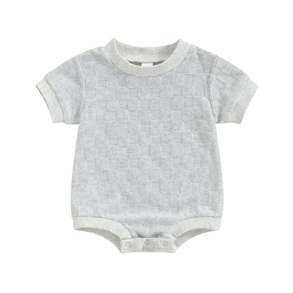 vdgthytj Newborn Baby Boys Girls Bubble Romper Cute Short Sleeve Crewneck Checkerboard Bodysuit Infant Summer Jumpsuit