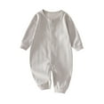 thumbnail image 1 of vdgthytj Newborn Baby Boys Girls Romper Bodysuit Crewneck Long Sleeve Button Solid Color Jumpsuit Fall Outfit, 1 of 3