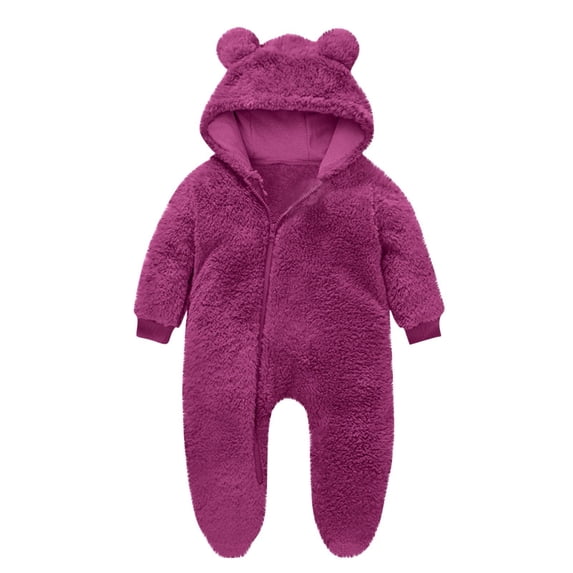 vdgthytj Newborn Baby Fleece Footie Romper Infant Warm Winter Long Sleeve Zipper Hooded Jumpsuits Pajamas