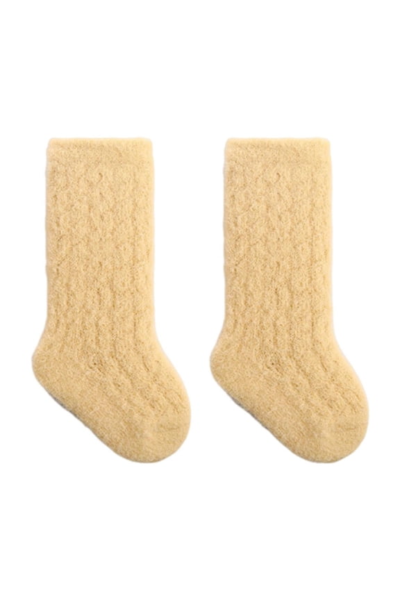 Newborn Baby Fuzzy Knee High Socks Toddler Kids Cozy Soft Warm Plush Home Sleeping Slipper Socks