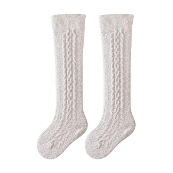 vdgthytj Newborn Baby Girls Fuzzy Knee-High Socks Toddler Cozy Warm Winter Stockings Slipper Socks