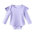 thumbnail image 1 of vdgthytj Newborn Baby Girls Romper Bodysuit Ribbed Knit Ruffle Long Sleeve One-Piece Jumpsuit Infant Fall Spring Outfit, 1 of 3