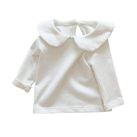 vdgthytj Newborn Baby Girls Shirts Doll Collar Long Sleeve Basic Layering T-Shirt Toddler Cotton Blouse Fall Tops